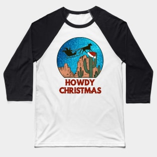 Western Cowboy Santa Howdy Christmas Matching Family Baseball T-Shirt